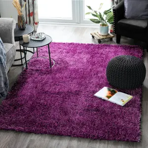 Purple Solid Shaggy Rug - New York