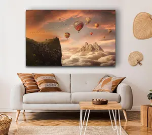 Hot Air Balloon Valley Canvas Print Wall Art - Medium 20 x 32 Inches