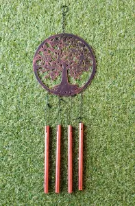 Rustic Tree Of Life Windchime Garden Decoration Bronze Effect 16x45cm