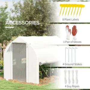 Outsunny 3 x 2m Walk-in Tunnel Greenhouse, Roll Up Sidewalls, Mesh Door