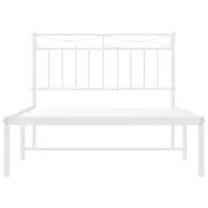 Berkfield Metal Bed Frame with Headboard White 107x203 cm