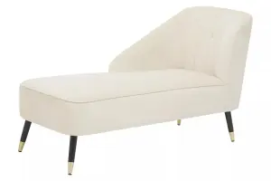 Interiors by Premier Cream Velvet Chaise Lounge, Chaise Lounge Sofa for Home, Right Arm Chaise Sofa