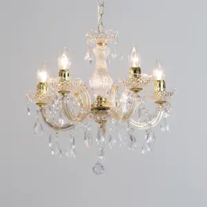 Litecraft Marie Therese Brass 5 Light Chandelier