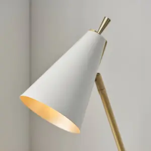 Luminosa Alta Table Lamp Satin Brass Plate & Matt White Paint