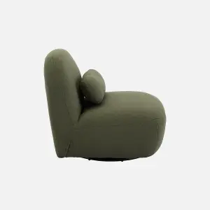 sweeek. Textured terry swivel armchair Spino Khaki 85x85x75 cm