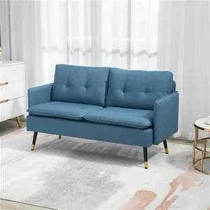 Portland 2 Seater Blue Button Tufted Sofa