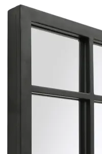 MirrorOutlet The Tabula Black Metal Framed Window Wall or Leaner Mirror 160CM X 80CM