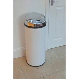 Steel Motion Sensor Rubbish Bin - 45L White