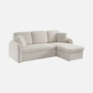 sweeek. 3-seater reversible corner sofa bed in boucle fabric Milano boucle White 220x83x85 cm