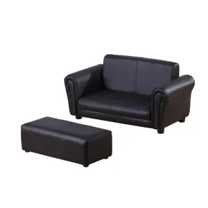 HOMCOM Kids Sofa 2 Seater Childrens Armchair Furniture Bedroom Playroom Black