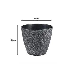 Pack of 4 Granite effect textured Planters maintance free indoor or out H24 x 27cm Dia