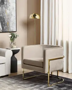 Beliani Glam Armchair SIRKKA Velvet Taupe