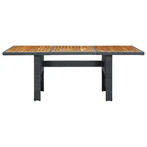 Berkfield Garden Table Dark Grey Poly Rattan and Solid Acacia Wood