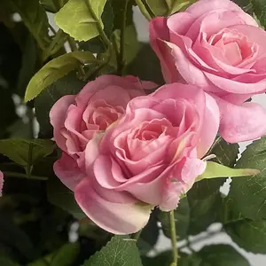 Artificial Pink Luxury Realistic Rose Bush