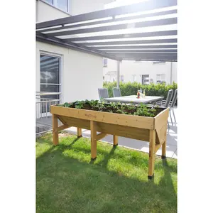 VegTrug Raised Garden Bed Wooden Planter -Medium Wall Hugger Natural