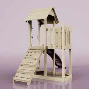 PolarPlay Balcony Tower Kids Wooden Climbing Frame with Slide - Una Rose