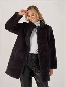 Centigrade Long Line Faux Fur Coat