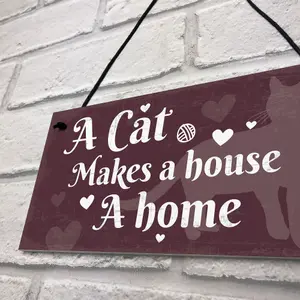 Red Ocean Shabby Chic Funny Home Cat Kitten House Hanging Plaque Pet Sign Friendship Birthday Christmas Gift