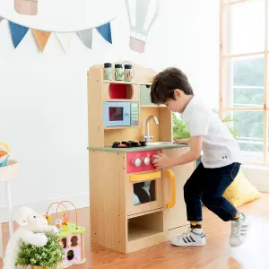 Teamson Kids Little Chef Florence Classic Interactive Wooden Play Kitchen, Wood Grain