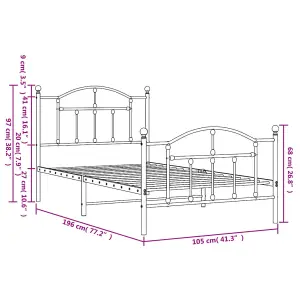 Berkfield Metal Bed Frame with Headboard and Footboard White 100x190 cm