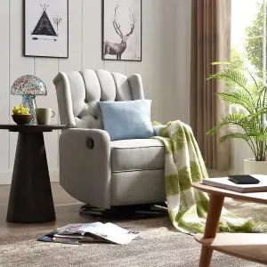 Charles Swivel Recliner Armchair Grey Wing Back Sofa With Adjustable Footrest