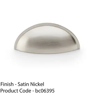 Rear Fixing Cup Handle - Satin Nickel 57mm Centres Solid Brass Shaker Unit Pull