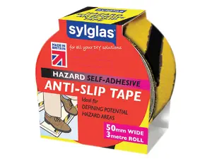 Sylglas Anti Slip Hazard Tape Yellow & Black 50mm x 3m