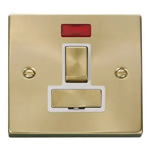 Satin / Brushed Brass 13A Fused Ingot Connection Unit Switched With Neon - White Trim - SE Home