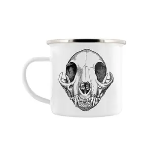 Grindstore Feles Skull Enamel Mug White (One Size)