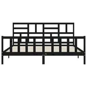 Berkfield Bed Frame with Headboard Black 200x200 cm Solid Wood