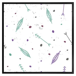 Cute cartoon pattern with feathers and arrows in boho style (Picutre Frame) / 20x20" / Grey