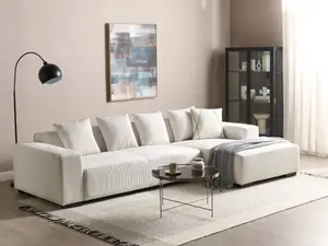 Corner Sofa LUNGO Off-White Corduroy Left Hand