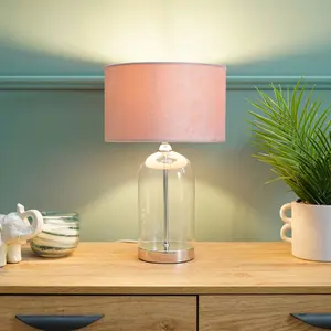 Glass Desk Lamp Silver / Blush