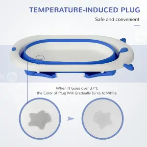 HOMCOM Foldable Baby Bath Tub Ergonomic with Temperature-Induced Plug