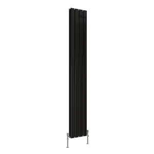 Vertical Black Double Flat Panel Radiator (H) 1800 mm x (W) 272 mm, 3972 BTU.