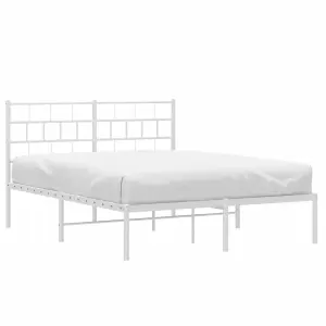 Berkfield Metal Bed Frame with Headboard White 150x200 cm