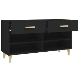 Berkfield Shoe Cabinet Black 102x35x55 cm Engineered Wood