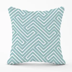 Blue And White Geometric Pattern Outdoor Cushion 45cm x 45cm