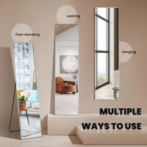 Costway Full Length Mirror Rectangular Dressing Mirror Floor-standing or Wall-mounted