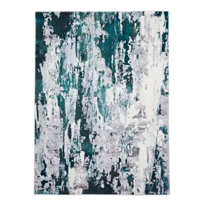 Grey Green Abstract Modern Easy To Clean Abstract Rug For Dining Room-160cm X 220cm