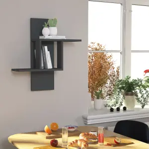 Decortie Mill 2 Tier Wall Shelf Modern Floating Shelves Anthracite Grey 70cm