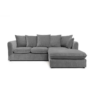 Lucas Water Repellent Velvet Chenille Right Facing Corner Sofa in Graphite