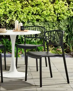 Set of 4 Garden Chairs GELA Black