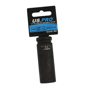 US PRO Tools 19mm 1/2 dr 6pt Deep Impact Socket 78mm Long 3861