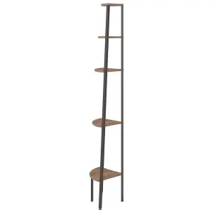 Berkfield 5-Tier Corner Shelf Dark Brown and Black 45.5x31.5x180 cm