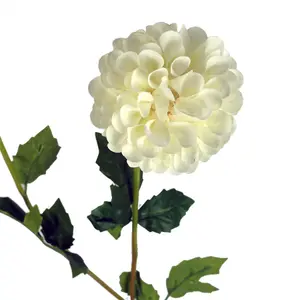 Pack of 6 x 75cm Artificial Dahlia PomPom Flower Stem Cream