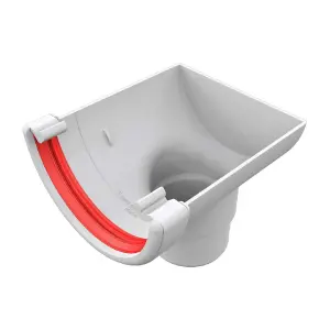 White Round Gutter Stop End Outlet, Freeflow 112mm Rain Water Systems