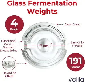 4-Pack Glass Fermentation Weights for Wide-Mouth Jars, 7cm with Easy-Grip Handle, Durable Glass for Pickling, Kimchi