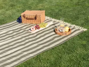 Picnic Blanket MOUZA 150 x 200 cm Beige-Grey