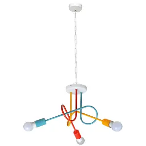 Luminosa Oxford Multi Arm Pendant Ceiling Light White, Orange, Red, Turquoise 50cm